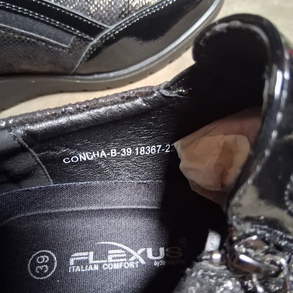 Flexus by Spring Step Concha Black Patent Leather Wedge Shoes New In Box Sz 8.5 - Picture 8 of 10